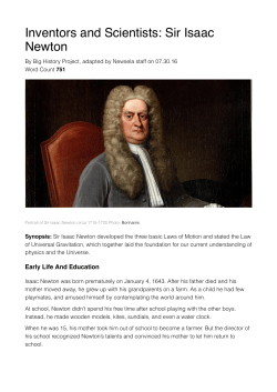 Inventors and Scientists: Sir Isaac Newton
