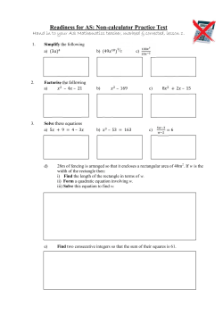 Readiness for AS: Non-calculator Practice Test