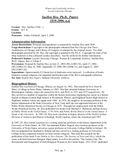 Suellen Hoy, Ph.D., Papers 1810-2006, nd