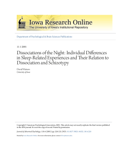 Dissociations of the Night - Iowa Research Online