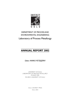 Laboratory of Process Metallurgy ANNUAL REPORT 2002