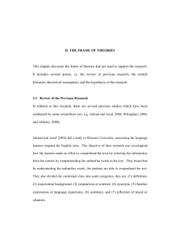 8 II. THE FRAME OF THEORIES This chapter discusses the frame of