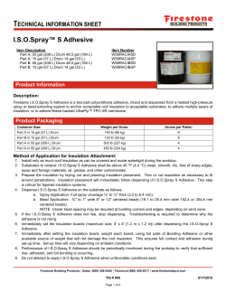 I.S.O.Spray&trade; S Adhesive - Firestone Technical Database