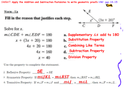 Substitution Property Combining Like Terms Subtraction Property