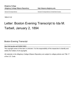 Letter: Boston Evening Transcript to Ida M. Tarbell, January 2, 1894
