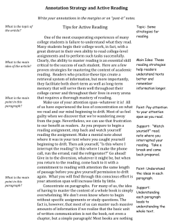 Annotation Strategy and Active Reading