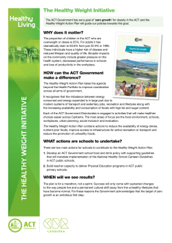 The Healthy Weight Initiative - Education Directorate
