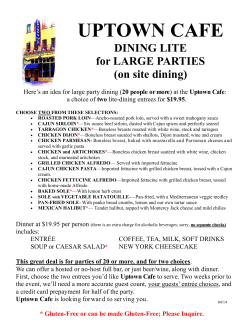 On-Site Dining Lite Catering Menu