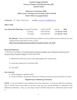 1 Foothill College Fall 2015 Survey of Organic and Biochemistry