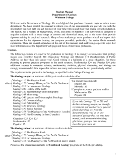 Student Manual Department of Geology Whitman College Welcome