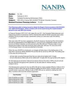 Number: PL- 450 Date: From: Related Previous Planning Letters: PL