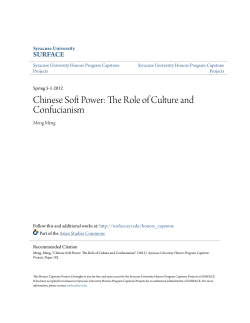 Chinese Soft Power: The Role of Culture and Confucianism