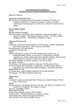 Literaturhinweise - Anglistik und Amerikanistik