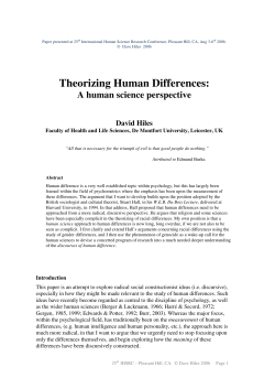 Theorizing Human Differences