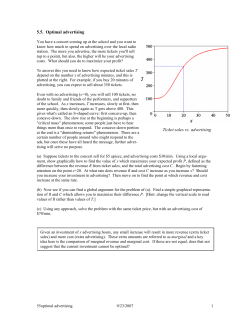 5.5. Optimal advertising Ticket sales vs. advertising