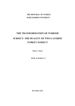 THE TRANSFORMATION OF TURKISH SUBJECT: THE DUALITY