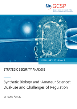 Synthetic Biology and `Amateur Science`: Dual-use and