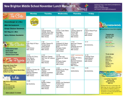 New Brighton Middle School November Lunch Menu 2016
