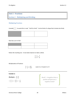 Unit 2 - Fractions - American River College!