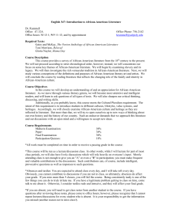 English 346: Introduction to African-American Literature