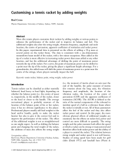 Customising a tennis racket by adding weights 1