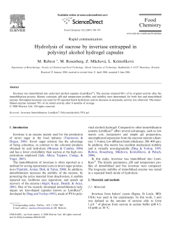 Hydrolysis of sucrose by invertase entrapped in polyvinyl alcohol