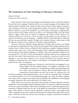 The Limitations of Code Switching in Chicano/a Literature
