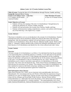 Ahimsa Center- K-12 Teacher Institute Lesson Plan Title of Lesson