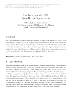 Rule Induction with CN2: Some Recent Improvements Peter Clark