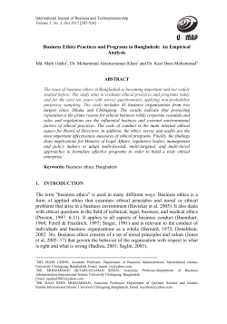 Business Ethics Practices and Programs in Bangladesh: An