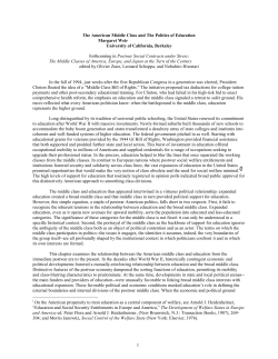 1 The American Middle Class and The Politics of Education