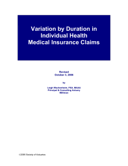 Variation by Duration in Individual Health Medical Insurance Claims