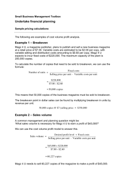 Sample pricing calculations