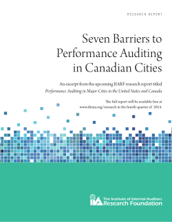 Seven Barriers to Performance Auditing in Canadian Cities