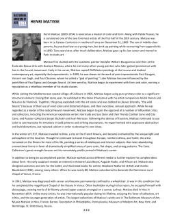 MATISSE BACKGROUND - Baltimore Museum of Art