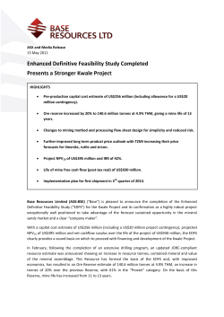 Enhanced Definitive Feasibility Study Completed