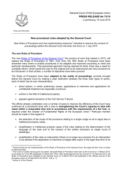 New procedural rules adopted by the General Court