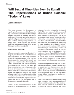 The Repercussions of British Colonial &ldquo;Sodomy&rdquo; Laws