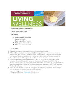 Homemade Sicilian Ricotta Cheese Original recipe makes 5 cups