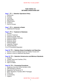 TASK FORCE 134 DETAINEE OPERATIONS SOP