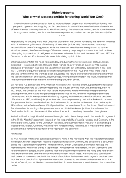 Historiography: Who or what was responsible for starting World War