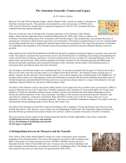 The Armenian Genocide: Context and Legacy