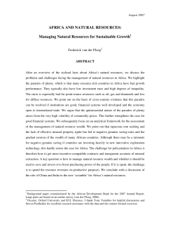 AFRICA AND NATURAL RESOURCES: Managing Natural