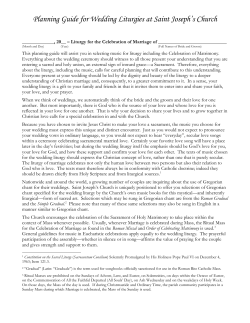 Saint Joseph`s Church Planning Guide for Wedding Liturgies