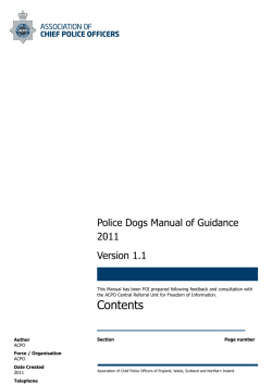 Police Dogs Manual Of Guidance 2011 Version 1 - Dyfed