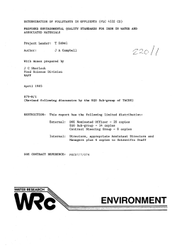 Proposed Environmental Quality Standards for Iron in Water and