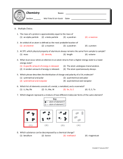 Chemistry Mid Term Study Sheet Answer Key