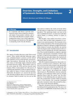 Overview, Strengths, and Limitations of Systematic Reviews