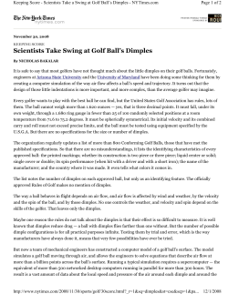 Scientists Take Swing at Golf Ball`s Dimples