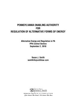 PA Enabling Authority for Regulation of Alternative Forms of Energy